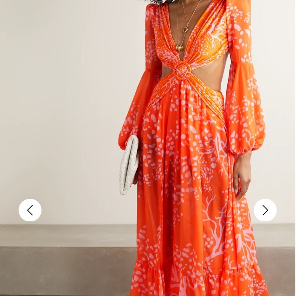 Patbo Cutout Printed Chiffon Dress